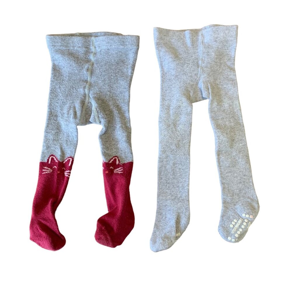 OLD NAVY & UNDERWORKS Baby Tights Bundle Girls 6-18 Mos Toddler Girl Cats Gray
